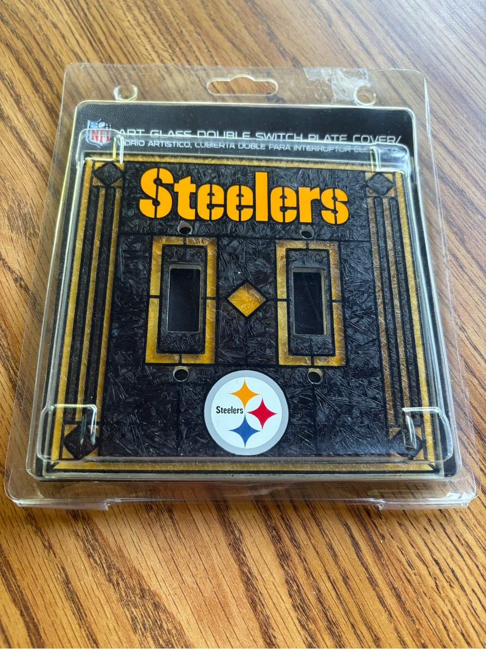 NFL Steelers Black and Gold Double Switch Plate Cover